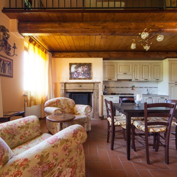 Soggiorno e cucina attrezzati